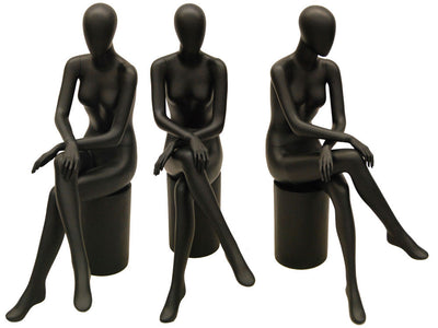 Sasha 3 Sitting Egghead Female Mannequin: Matte Black