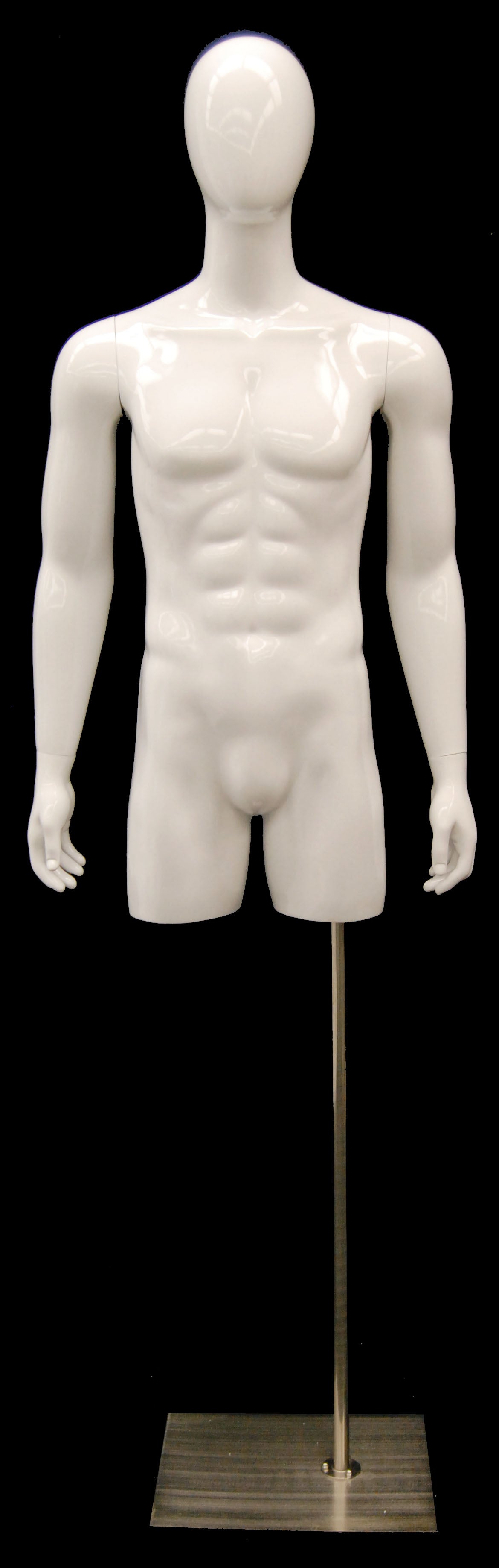 Egghead 3/4 Male Mannequin Torso with Head and Arms: Glossy White