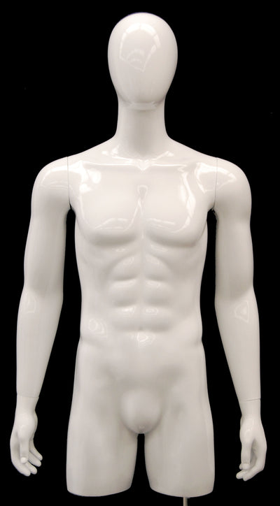 Egghead 3/4 Male Mannequin Torso with Head and Arms: Glossy White
