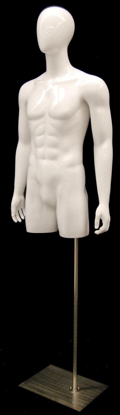 Egghead 3/4 Male Mannequin Torso with Head and Arms: Glossy White