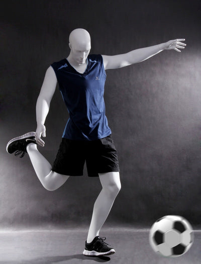 Soccer Playing Male Mannequin: Matte White
