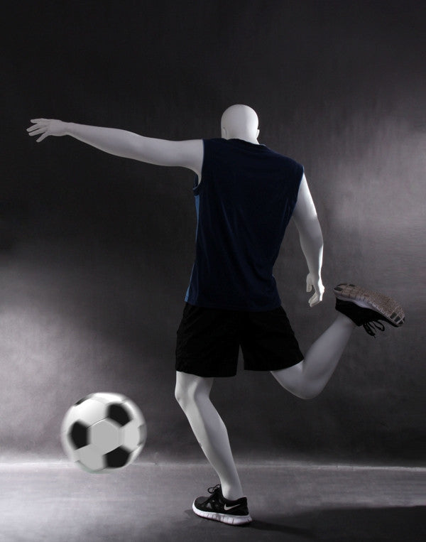 Soccer Playing Male Mannequin: Matte White