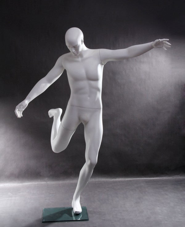 Soccer Playing Male Mannequin: Matte White