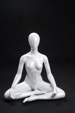 Yoga Egghead Female Mannequin in OM Pose: Pearl White