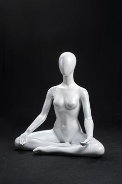 Yoga Egghead Female Mannequin in OM Pose: Pearl White