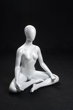 Yoga Egghead Female Mannequin in OM Pose: Pearl White