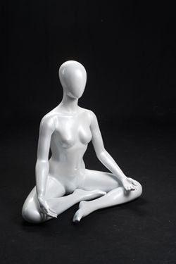 Yoga Egghead Female Mannequin in OM Pose: Pearl White