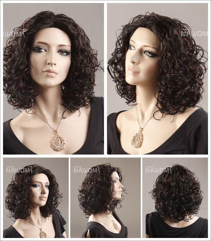 Female Wig: Dark Brown Curly Hairdo
