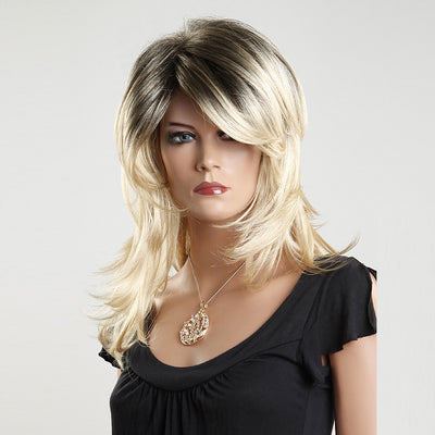 Female Wig: Blond & Black Layered Long Hair