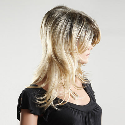 Female Wig: Blond & Black Layered Long Hair