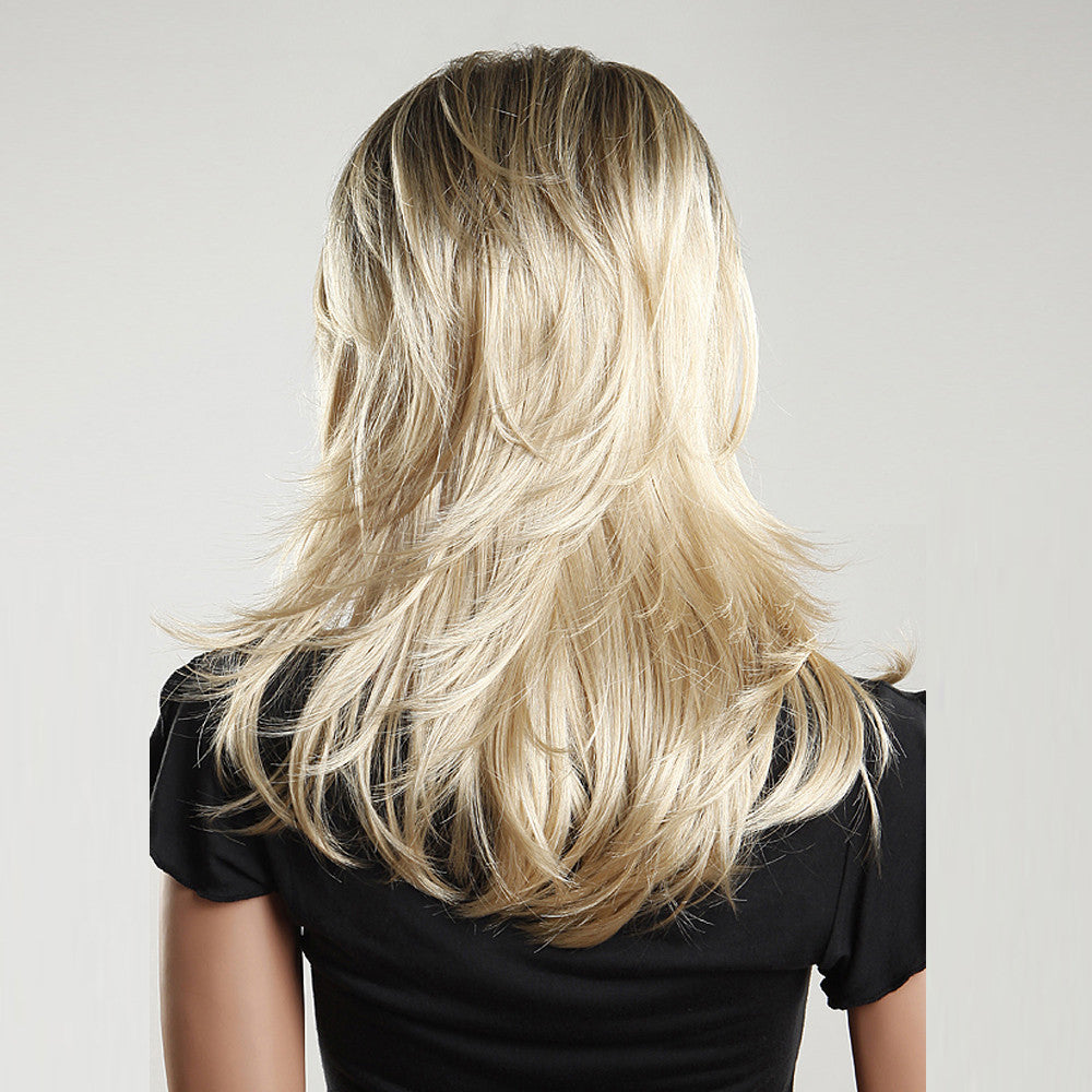 Female Wig: Blond & Black Layered Long Hair